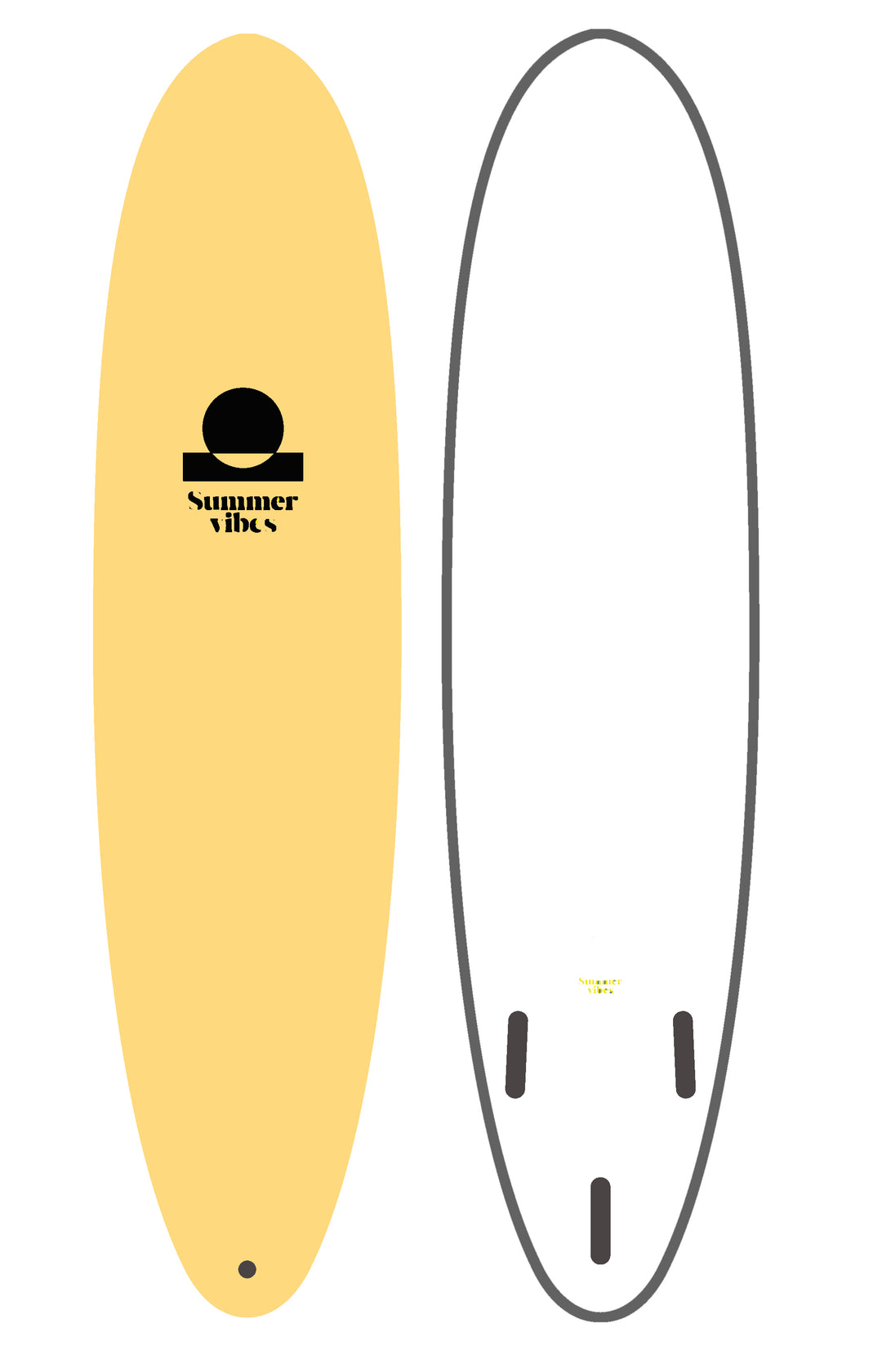 Summer vibes Mini Mal 8' Softboard - Light Yellow / white