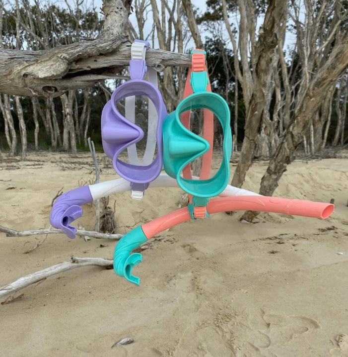 Seaside ave Diving / Snorkelling Mask & Snorkel Set - Purple / White wash Candy Combo